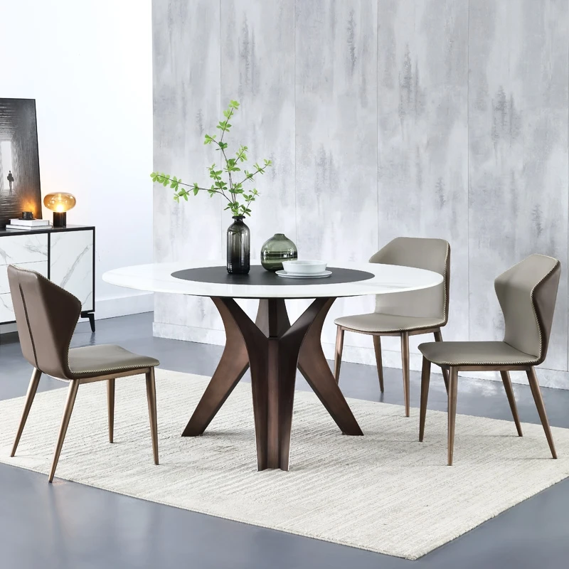 Luxury Italian Steel Dinner Dining Chairs And Table 6 Seater Dinning Chairs Modern Marble Dining Room Furniture Table Set