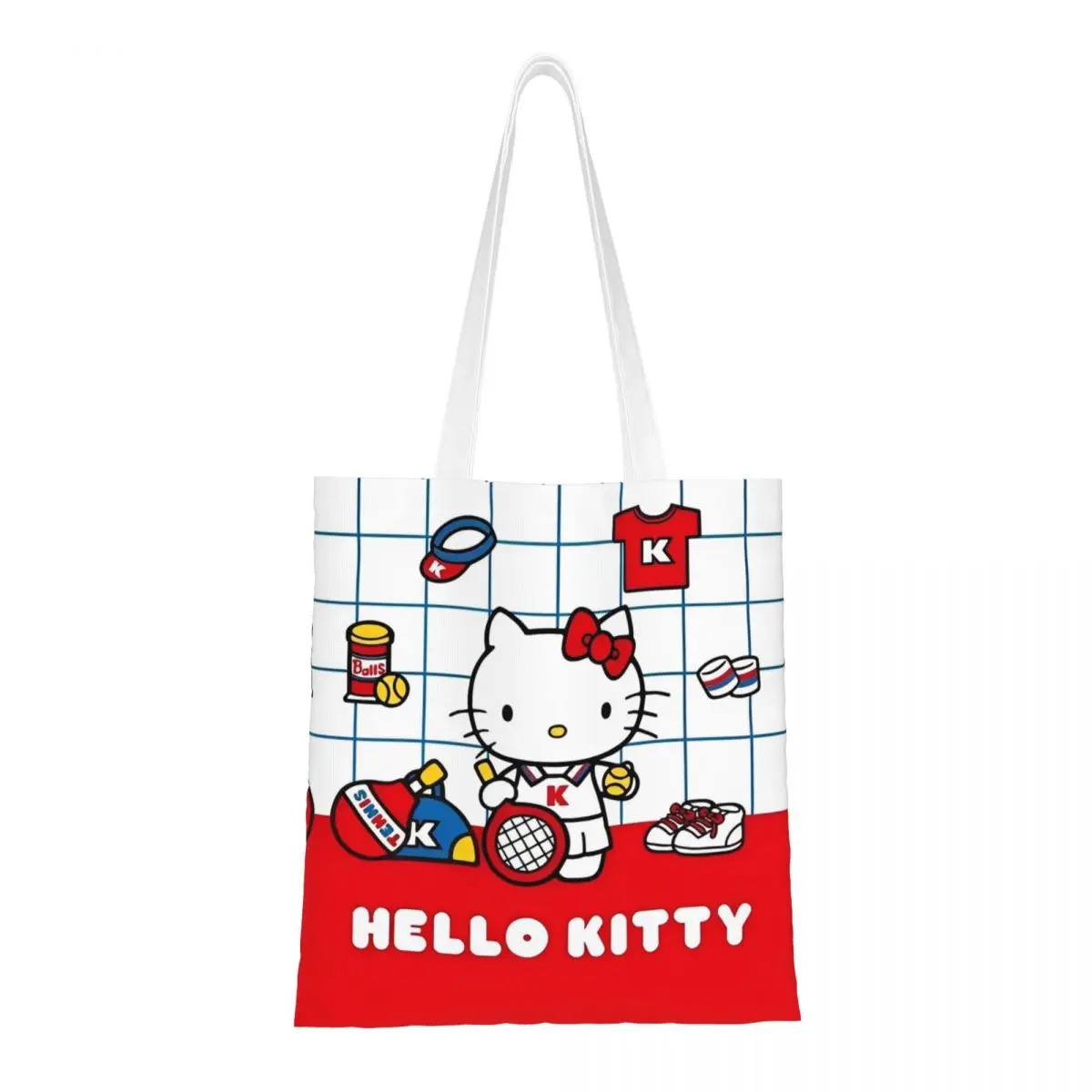 

Hello Kitty Tote Bags Women Handbag Foldable Student Shoulder Bag Printed Grocery Bag