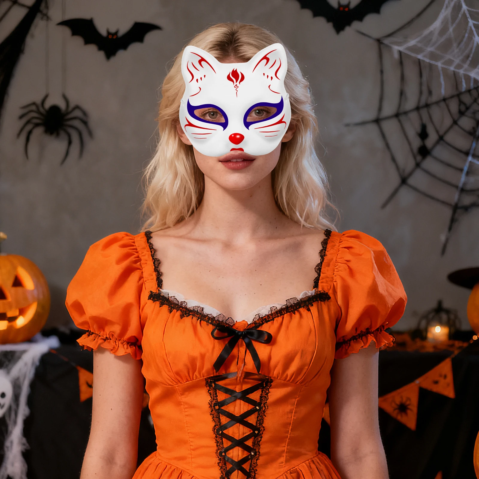 

10Pcs Blank Cat Masks Paper Material DIY Painting Hollow Eyes Elastic Band Masquerade Cosplay Cat Mask Empty Mask