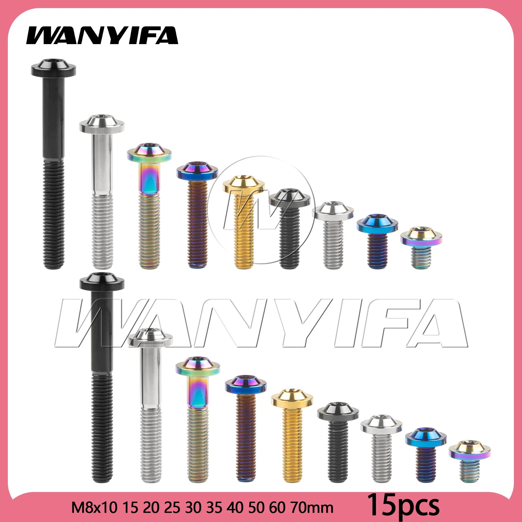 

Wanyifa 15pcs Titanium Bolts M8x10 15 20 25 30 35 40 50 60 70mm Disc Screw Torx T40 for Motorcycle Bike Car Modifications