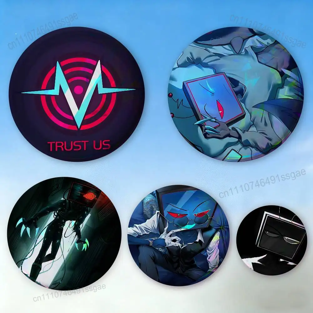 

Cool H-Hazbin VOX H-Hotel Badges Personalized Handmade Round Brooches Pins Accessory 25mm 75mm 44mm 58mm 32mm
