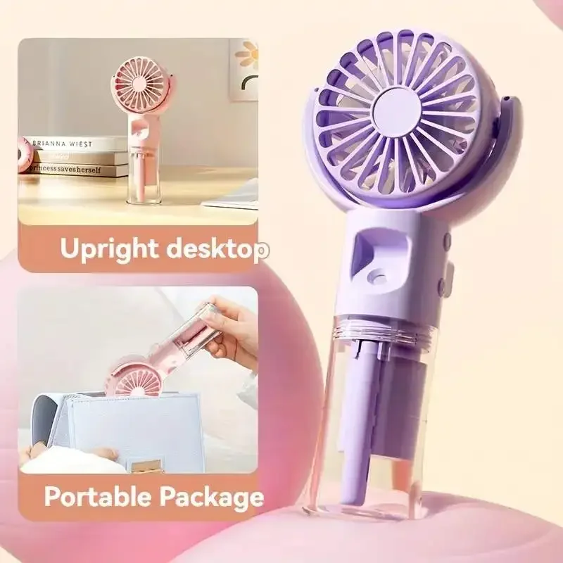 Portable Water Mist Fan Mini Handheld Fan USB Charging 4 Speeds Hanging Neck Spray Fans Portable Personal Hand Held Small Fan