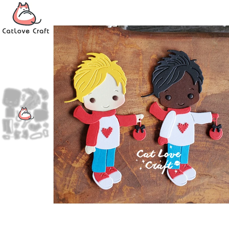 

Catlove Рождественский мальчик металлические вырезанные штампы рандомный трафарет вырезанные карты Сделай Сам ремесло тиснение новые штампы для 2022