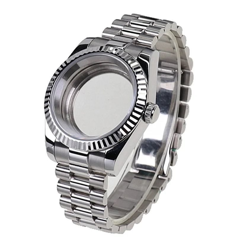 High Quality 36mm 39mm Sapphire Crystal 316l Steel Watch Case And President Strap For Nh35a Nh36 Nh34 Automatic Movement MOD