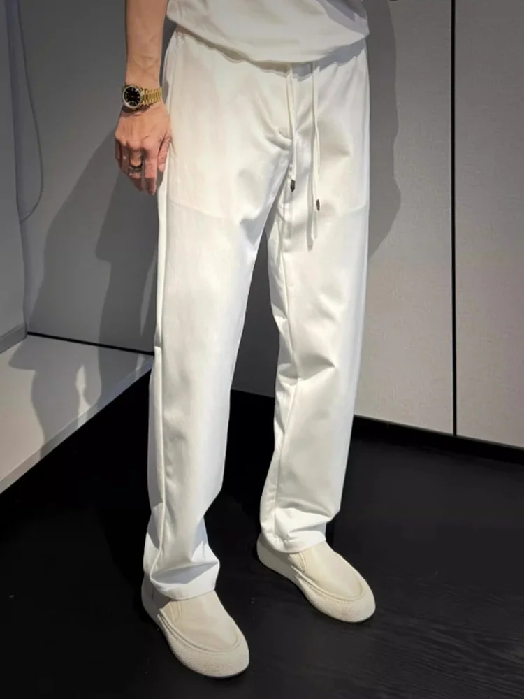 

Spring 2026 Men's Casual Sports Straight Leg Pants Loose Lightweight Simple White Long Trousers Comfortable Luxury Straight Cut
