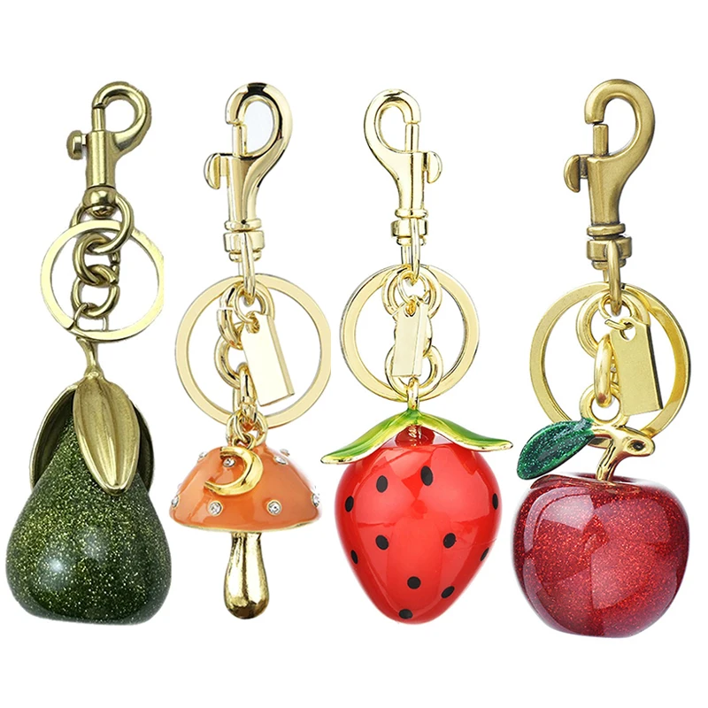 LLavero de tendencia con personalidad de seta/pera/manzana, colgante para bolso, llavero de coche, exquisita decoración para mochila, accesorios, regalos
