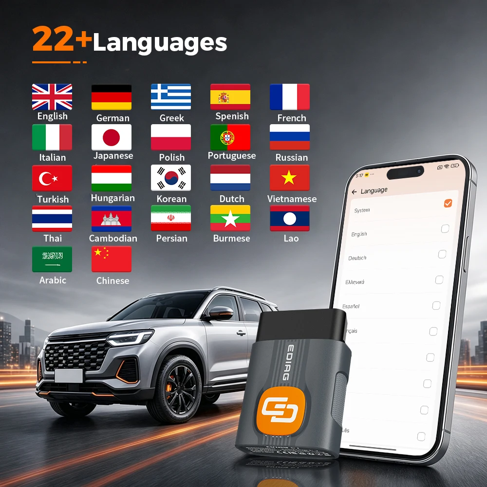 EDIAG C1 AI-Assisted Automotive Diagnostic Tool OBD2 Scanner CAN FD Bi-Directional Control All System Diagnostic Tool, Bidirectional Scan Tool 8+ Hot Resets Service, CANFD, FCA AutoAuth ABS SRS Transmission 1 Year Free Update