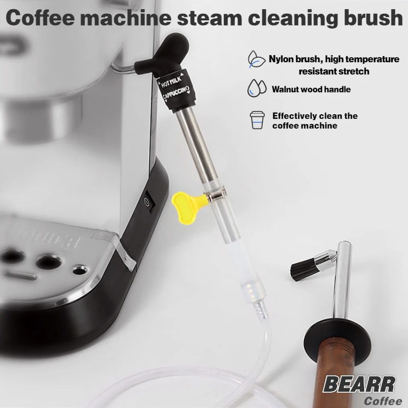 

Coffee Machine Steam Cleaning Brush Long Handle Nylon Brush Washing High Pressure Cleaning Solid Wood Anti-scalding Brush