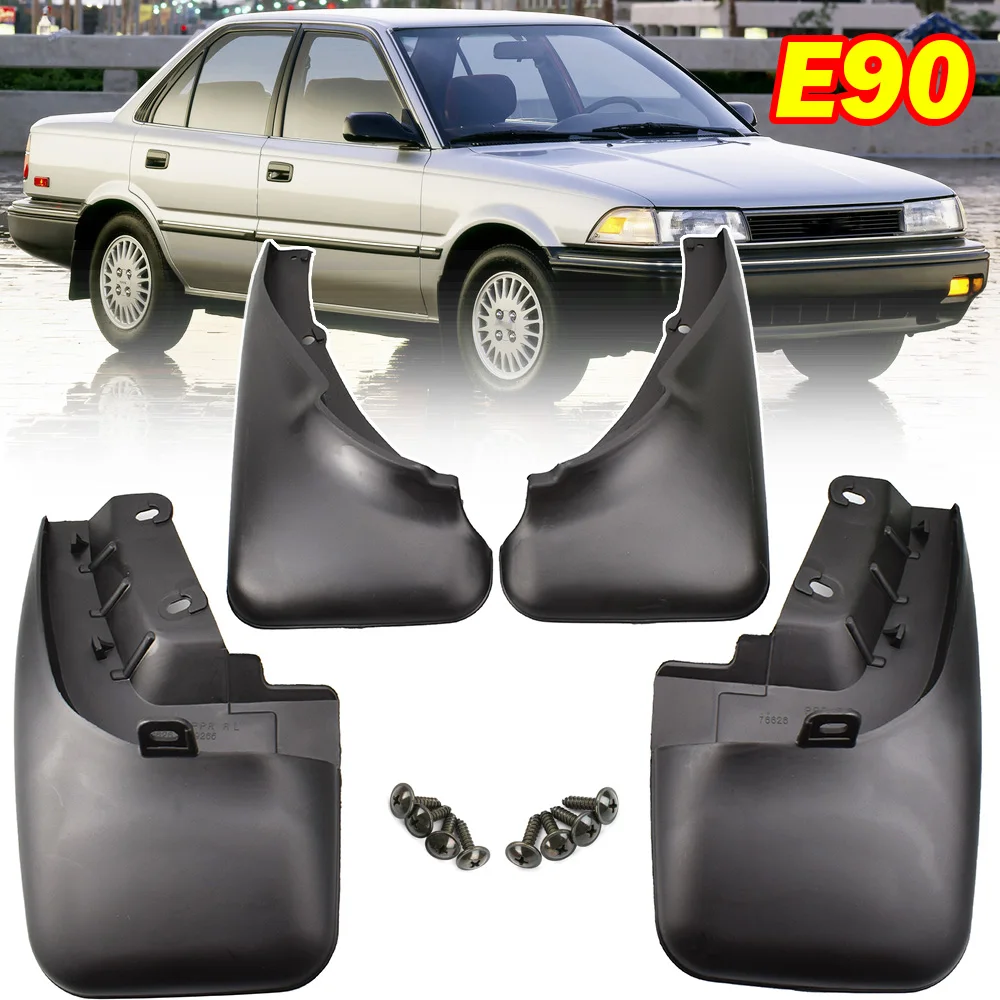 4pc Molded Mud Flaps Flap For Toyota Corolla E90 AE90 AE92 1988 - 1992 Sedan Saloon Coupe Splash Guards Mudguards 1989 1990 1991