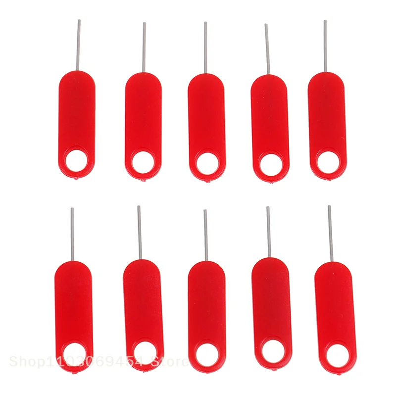 10 Pcs Red Sim Card Tray Removal Eject Pin Key Tool Stainless Steel Needle For iPhone iPad Huawei Xiaomi