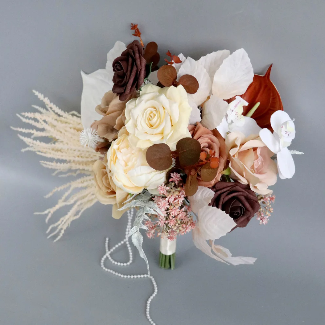 

Champagne Caramel Bridal Bouquets High Quality Wedding Flowers 2025 New Arrival