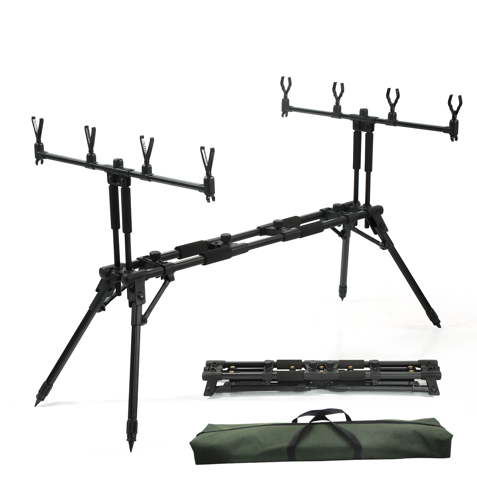 

Adjustable Retractable Carp Fishing Rod Pod Stand Holder Foldable Fishing Pol e Pod Stand with Carry Case