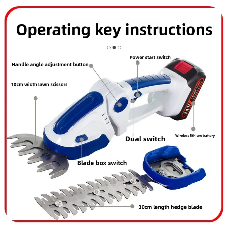 Premium Household Single-handed Lithium Battery Pruning, Grass Cutting, Fence Cutting, Landscaping Dual-purpose Trimmer