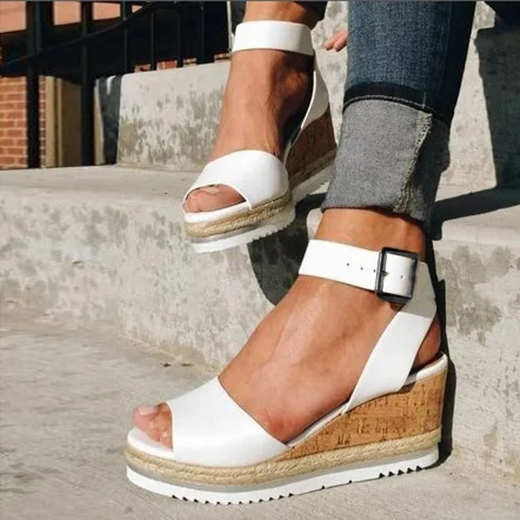 

Wedges Shoes For Women Sandals Plus Size High Heels Summer Open Toe Buckle Sandals Chaussures Femme Platform Sandals 2024