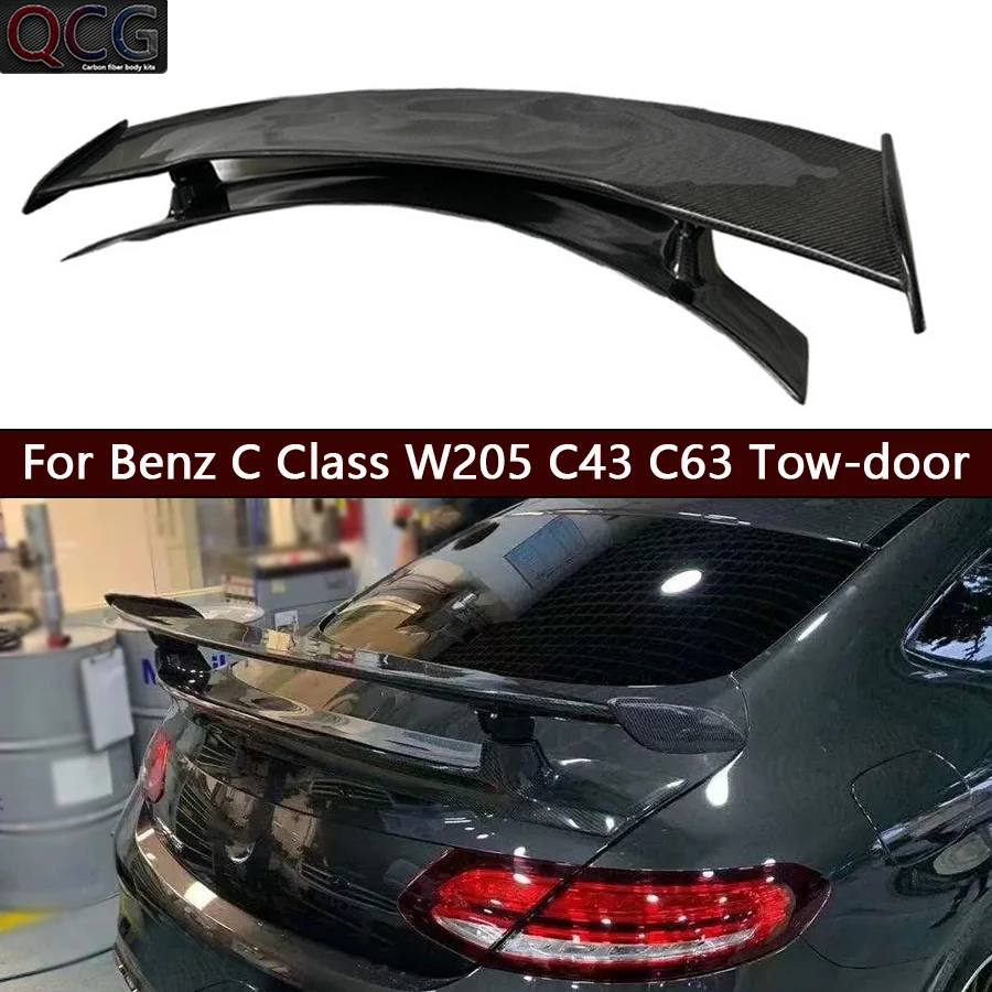 For Mercedes Benz C Class W205 C43 C63 200 C260 Carbon Fiber Tail fins Rear Trunk Spoiler Guide Wing Rear Wing Diverter body kit