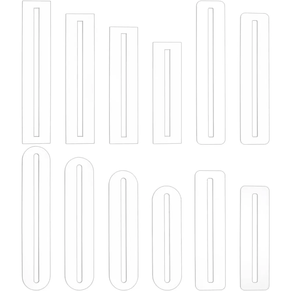 12Pcs 3Styles Acrylic Zipper Overlay Template 6/7/8/9 inch Zipper Measuring Template Zipper Pocket Placement Tool for Sewing Bag