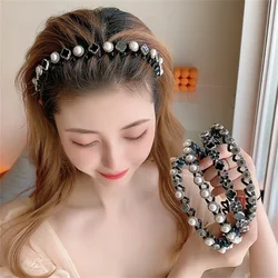 Moda strass pérola argola de cabelo antiderrapante preto ondulado dentes pente flor faixas de cabelo ferramenta de franja para mulheres meninas