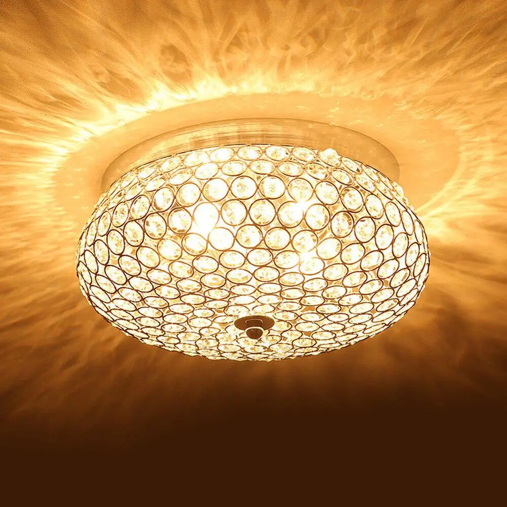 Modern Crystal Ceiling Light Flush Mount LED Chandelier Pendant Lighting Fixture