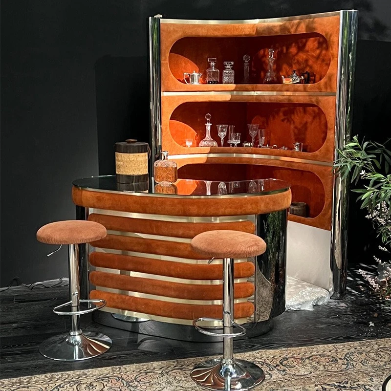 

Wine cabinet living room triangle against the wall designer home villa velvet retro high-end