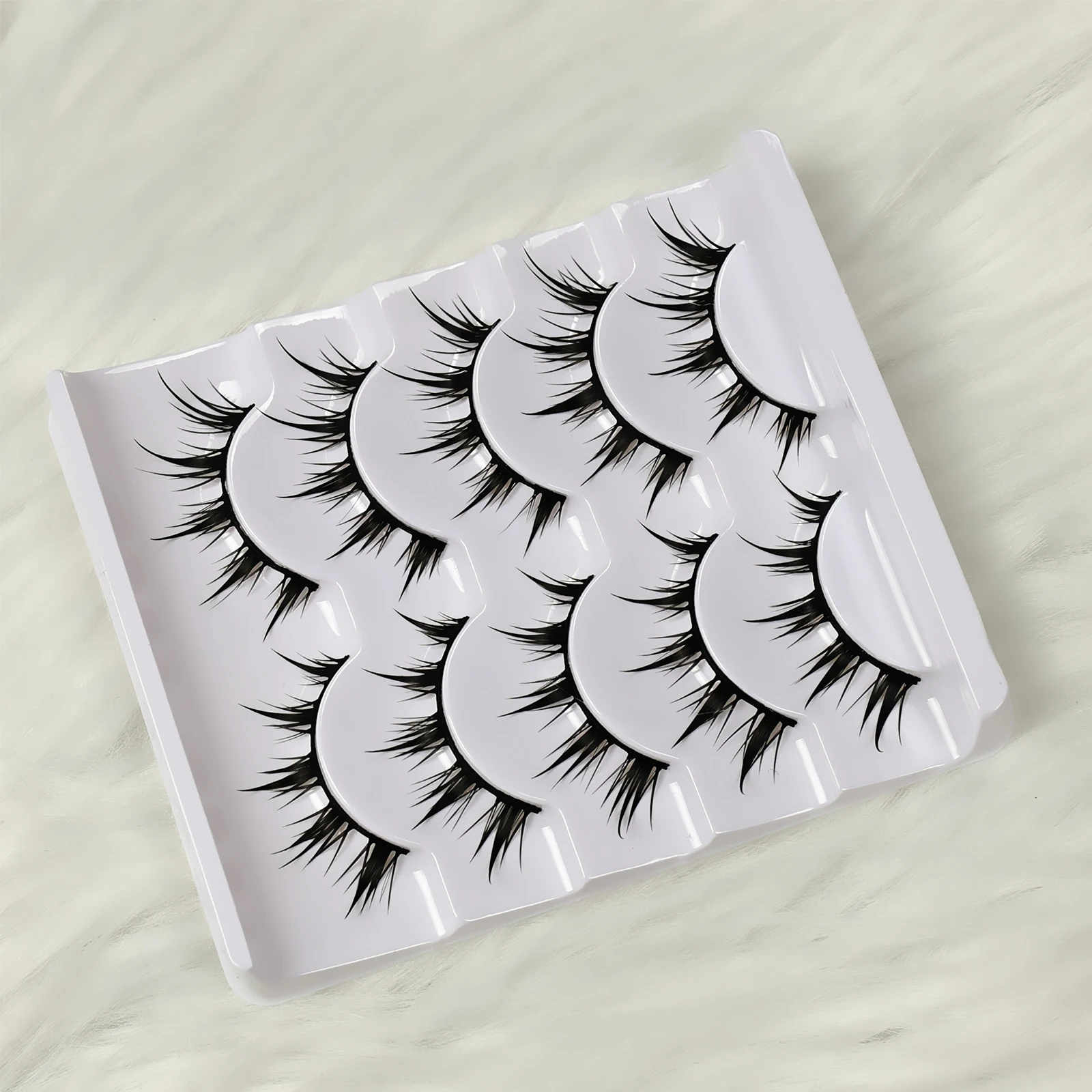 Anime Demon False Eyelashes 5 Pairs - Dramatic Cartoon Eye Faux Lashes Volumizing Lengthening Cosplay Makeup