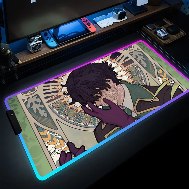 Alas Mouse Keren Gaming RGB Aksesori Komputer Alas Keyboard LED Laptop Lord of the M-mysteries Alas Meja Panjang Anime Mousepad