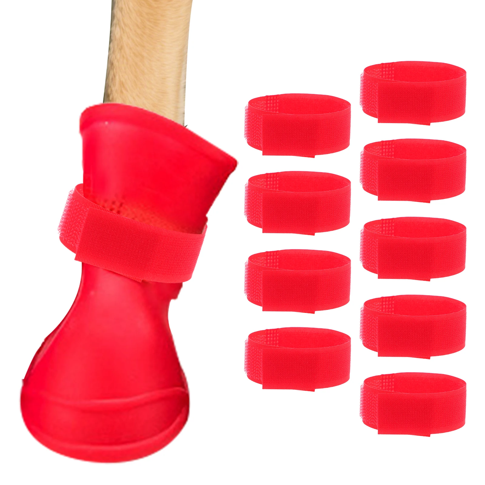 

10 Pcs Rain Boots Socks Patch Animal Bands Paw Shoelace Anti Slip Straps Nylon Canine Bootie Dog Protector