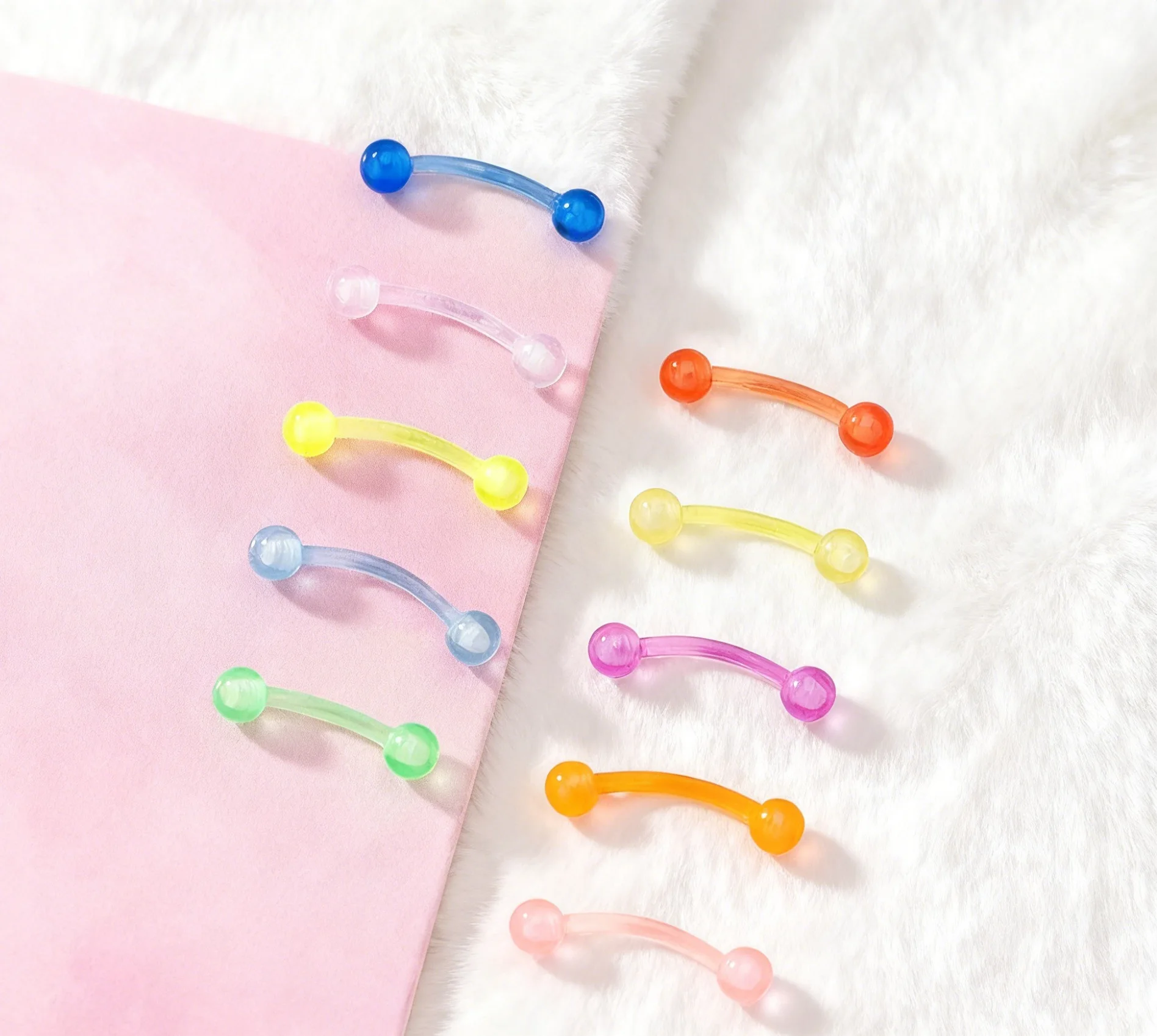 SaYao 10pcs 16G soft flexible eyebrow ring 1.2x8x3mm ball eyebrow rings mixed colors body piercing jewelry