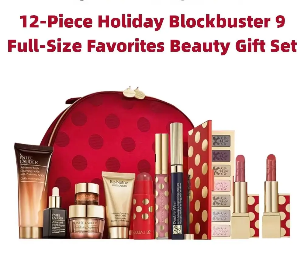 Estee Lauder 12-Piece Holiday Blockbuster 9 Full-Size Favorites Beauty Gift Set - Birthday Christmas Gift Set Holiday for Women