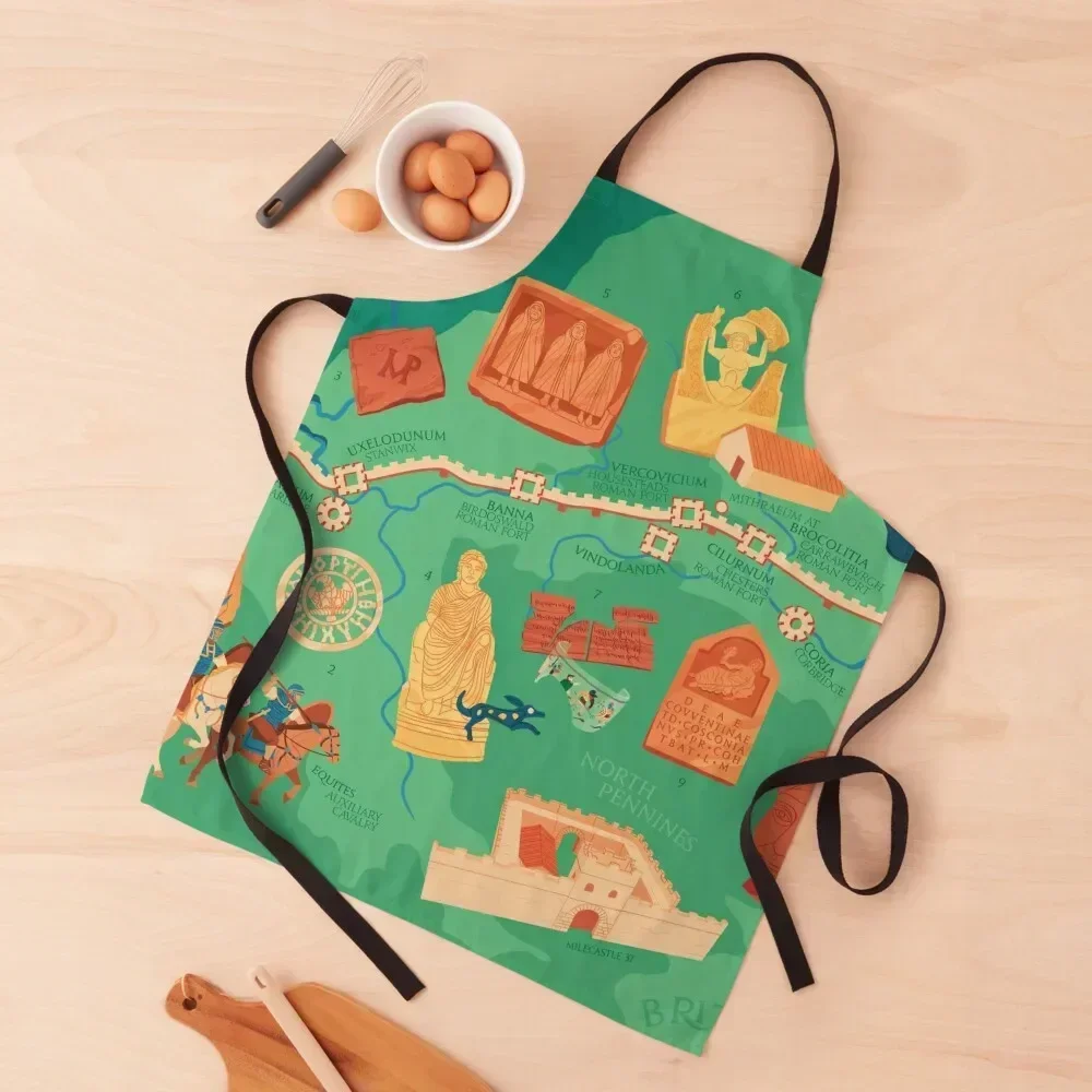 

Hadrians Wall Illustrated Map Apron For Kitchen Women Kitchen Special Accessories Kitchen Apras For Women gadgets Apron