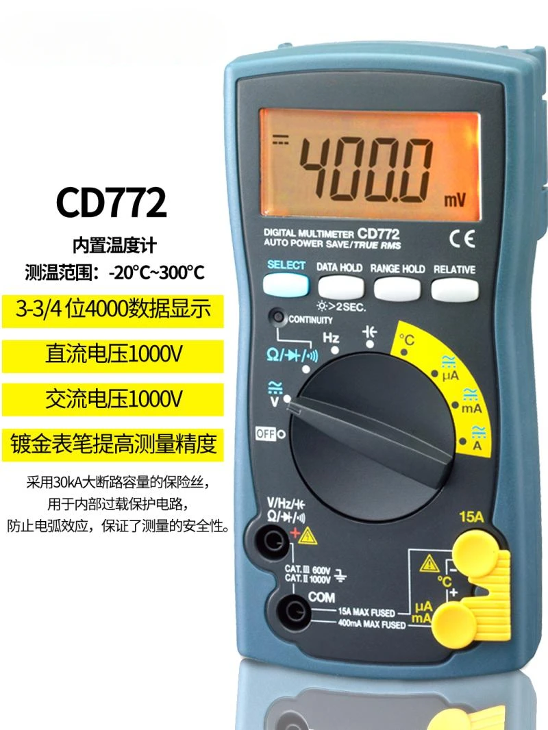 Digital Multimeter CD772 Smart Compact True RMS Automatic Range Multi-purpose