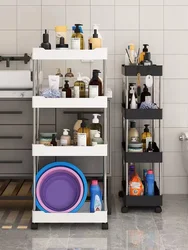 Unidad de estantería móvil, carrito de almacenamiento rodante para cocina, estante de lavandería, Organización para baño y sala de estar