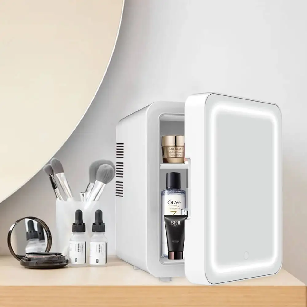 4L Mini Beauty Fridge with LED Mirror - Quiet Cosmetic Cooler for Skincare, Makeup, Food & Drinks - Perfect Gift for Women