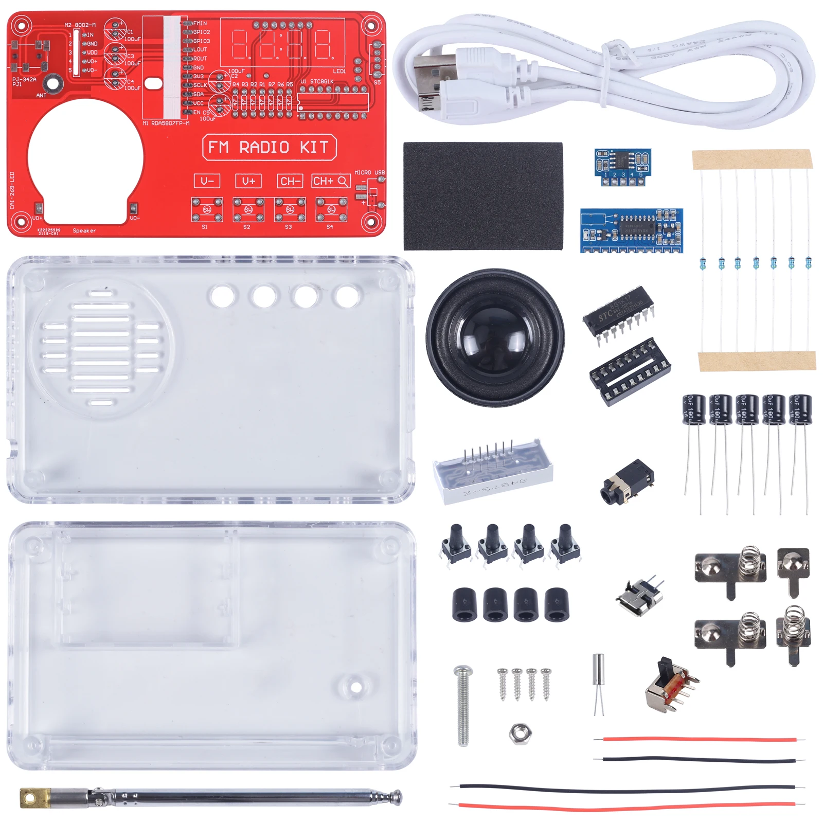 Imagem -02 - Portátil Faça Você Mesmo Kit de Rádio fm Projeto de Solda Fone de Ouvido Solda Prática Kit Display Led para Stem 87108mhz