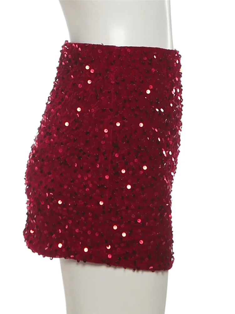 Sisterlinda Mode Pailletten Rock Frauen Herbst Sexy Trend Chic Wilden Dünne Grundlegende Club Streetwear Hottie Mitternacht Sexy Buttoms – Detail 4