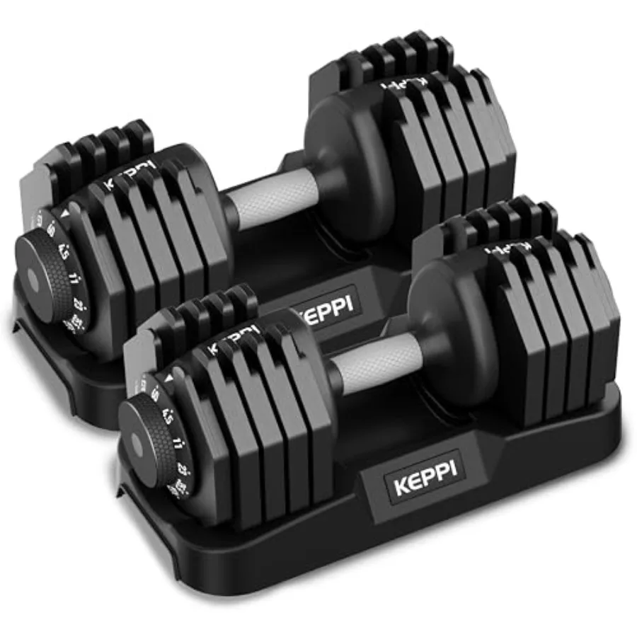 

Keppi Adjustable Dumbbells Set 25lb 40lb 55lb 60lb Anti-Slip Metal Fast Adjust Weight Handle for Full Body Workout Fitness Exer