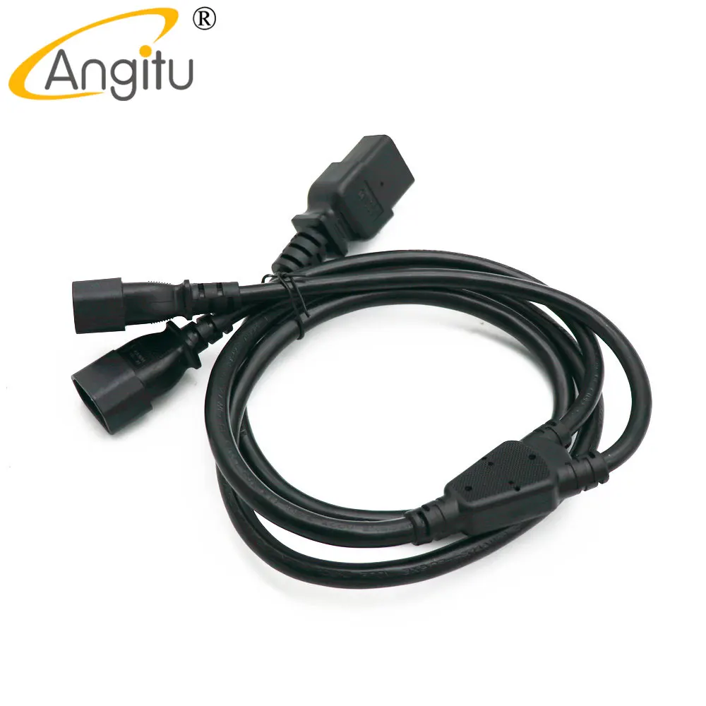 Angitu C19 to 2xC14 Power Cord C14 Splitter Power Adapter Cable Single Server- 15A/250V, 14/3 AWG