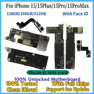 Bilashmart 100% Unlocked Mainboard iPhone 15 Pro Max 15 Plus With Face ID Motherboard Support Update Clean iCloud Logic Board Replace