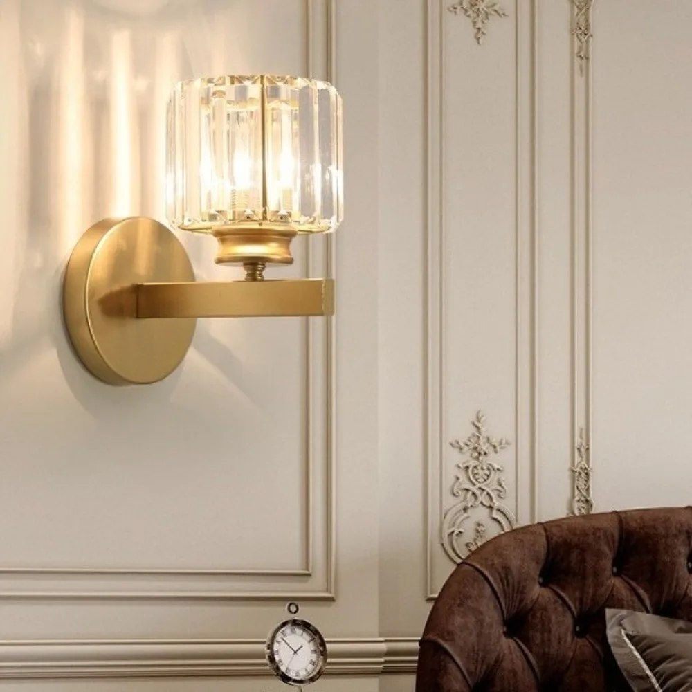 Light Luxury Crystal Wall Lamp LED Lighting Wall Mounted LED Wall Effect Light 3 Colors Changing Dimmable Night Light