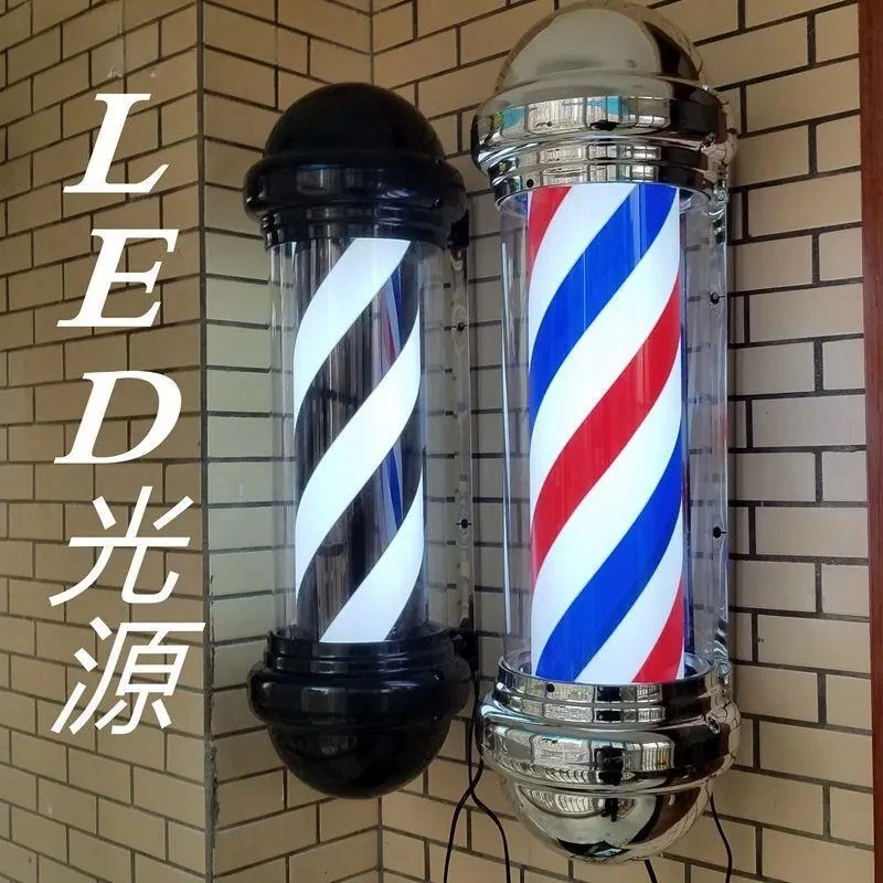 Retro Round LED Light Box Wall Mounted Hair Sign Advertising Display Outdoor Waterproof Vintage Barber Shop Decor Small