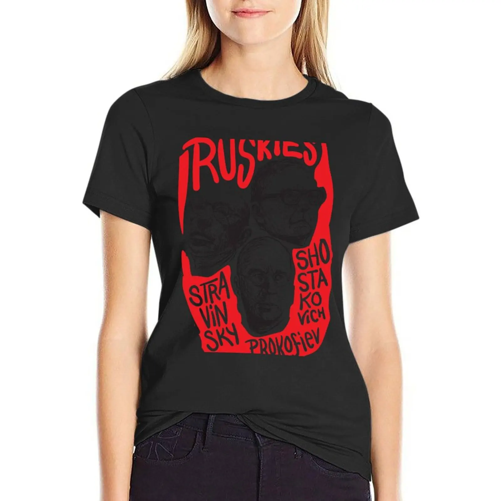 

Ruskies-Russian Composers T-Shirt sweat cute tops Female clothing plus sizes Womens clothing