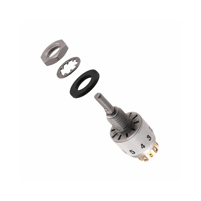 Supplier 50D36-01-1-AJS Flatted 3.17mm Dia Actuator Rotary Switch SP10T 2-10 Position Panel Mount 50D36011AJS Solder Lug