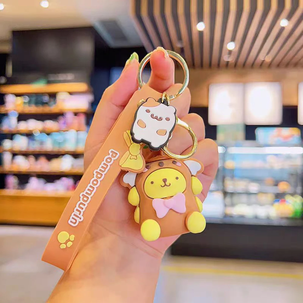 Sanrio Hello Kitty Kuromi Melody Cute Doll Keychain Anime Cinnamoroll Pom Pom Purin Student Schoolbag Hanging Girls Holiday Gift image 5