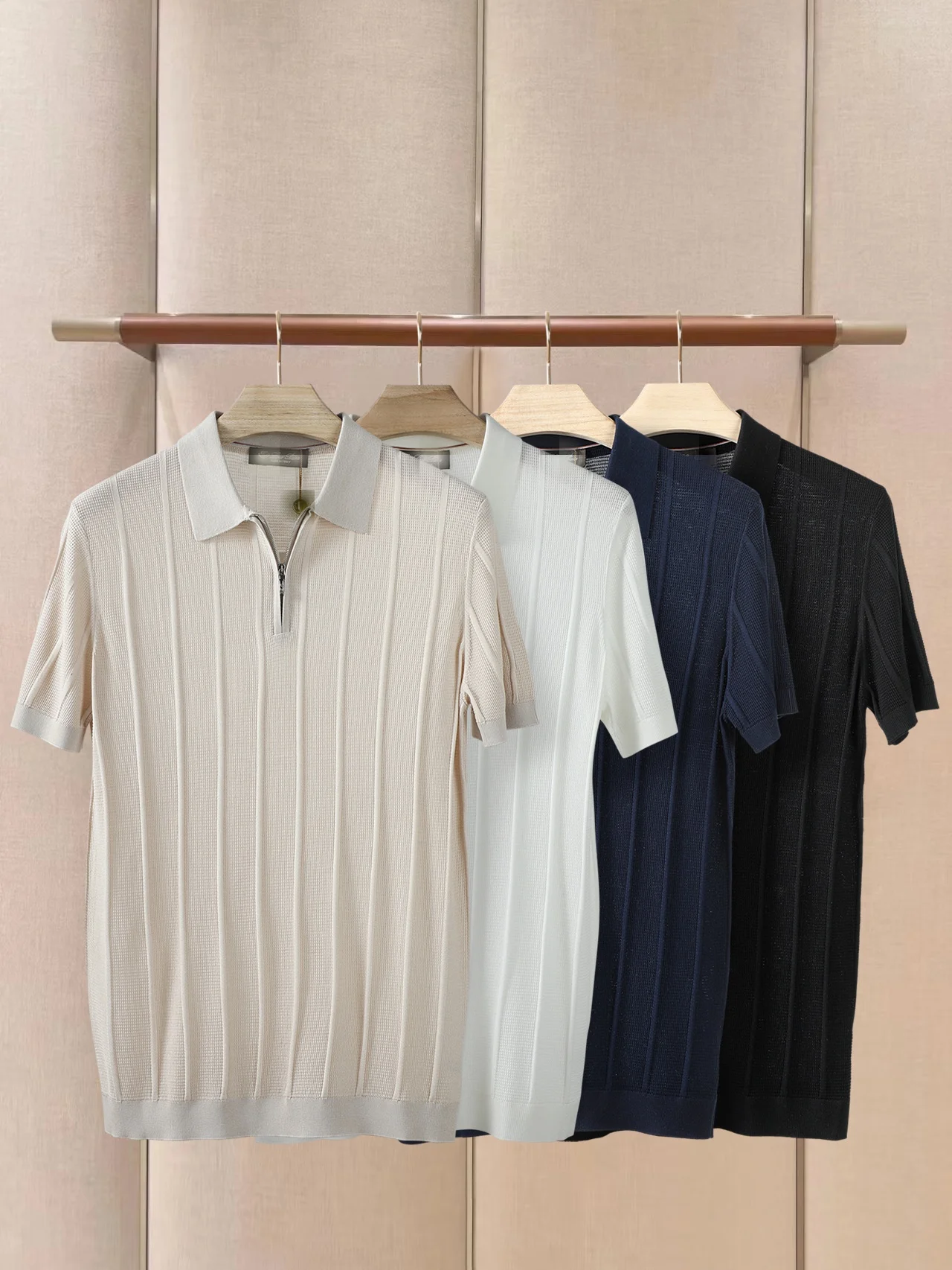 

Busin Sle Men's Knitted Sweater f Zipper Collar New Rich Simple Design Early Spring New Arrival M Faion