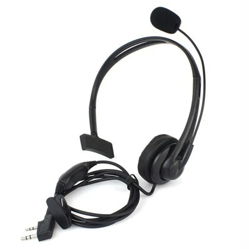 Czarny zestaw słuchawkowy PTT Mic dla Kenwood Radio Baofeng UV5R, 2 Pin, przydatne słuchawki, 1 Pc