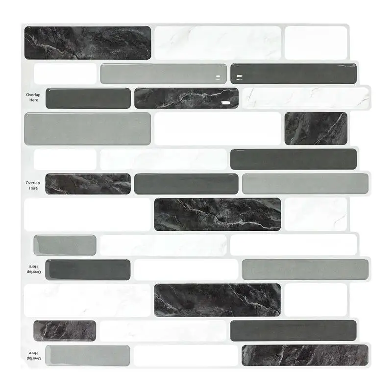 

12"x12" Peel & Stick Vinyl Wall Tile Backsplash - Gray Marble (10-Pack) for Kitchen Renovation