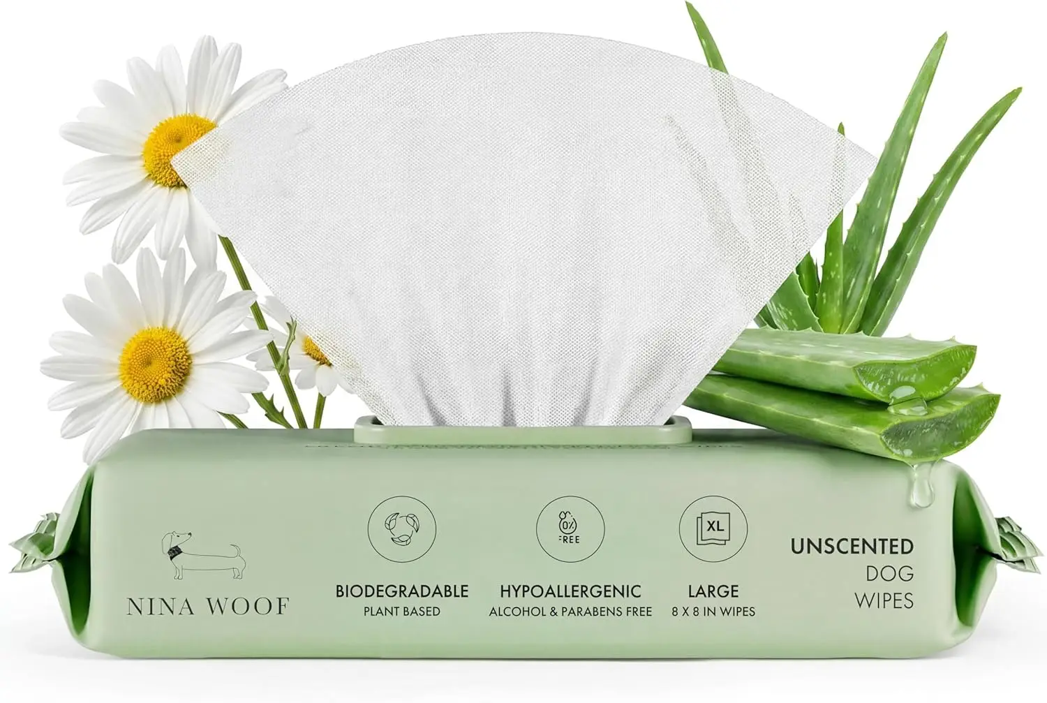 

Fragrance Free Alcohol Free Hypoallergenic Pet Grooming Wipes with Aloe Vera Biodegradable for Dogs and Cats