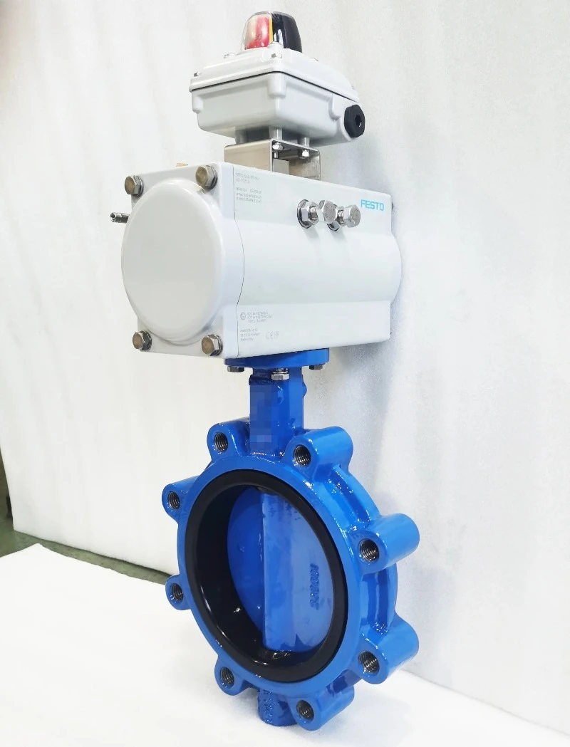 DN150 Class 150 Lugged Butterfly Valve With Double Acting Explosion-Proof Pneumatic Actuator