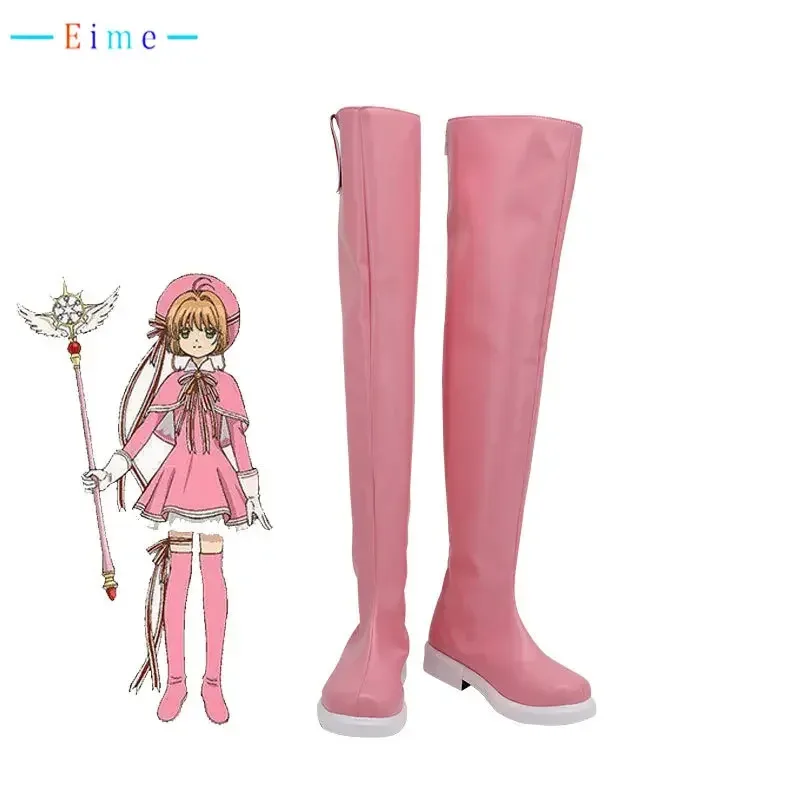 

Anime Clear Card Sakura Cosplay Shoes PU Leather Shoes Halloween Carnival Boots Prop Custom Made