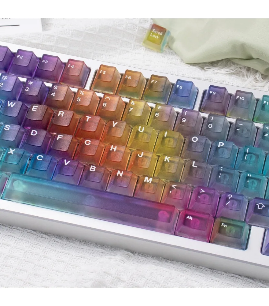 Rainbow gradual change PC fog through keycap 122 key ai3D process customization original factory suitable for wooting