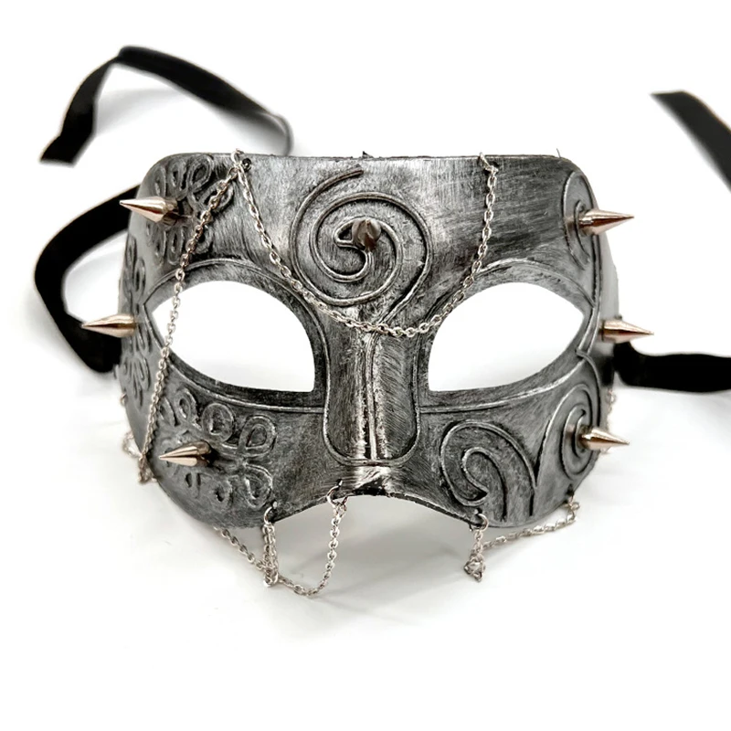 男性と女性のためのパンクスタイルのハーフフェイスマスク,コスプレ衣装,猫のフェイスマスク,装飾的な帽子,金と銀